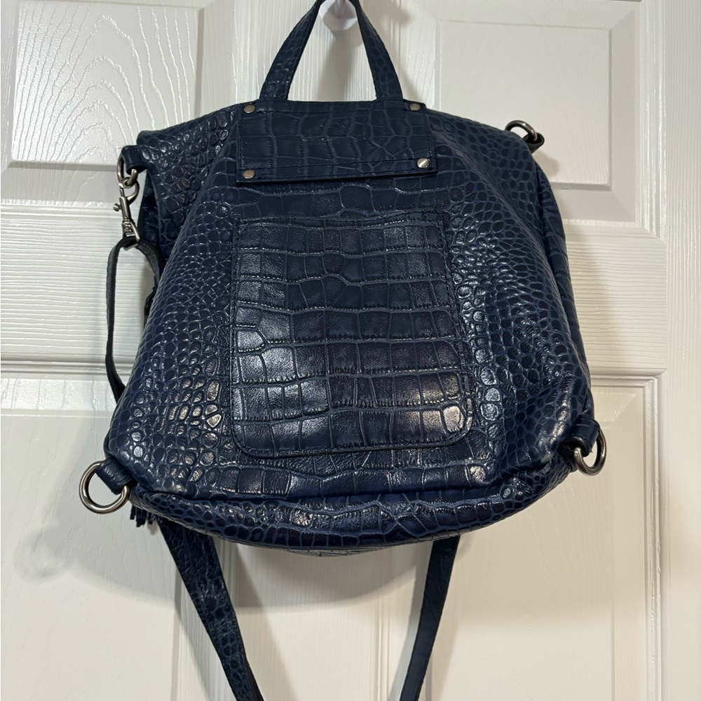 Patricia Nash Blue Backpack with Gold Studs and Tassels - Picture 2 of 5